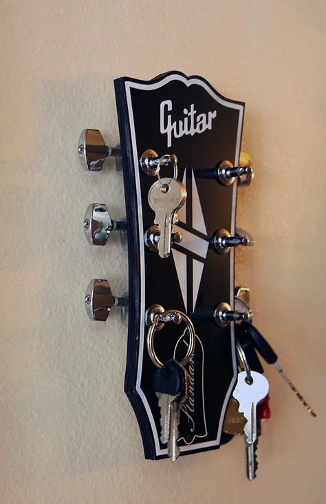 Music Furniture, Guitar Keys, Key Holder Diy, Guitar Rack, Guitar Room, Guitar Gifts, Music Room Decor, Guitar Lovers, Wall Key Holder