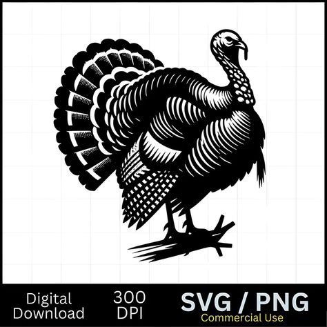 Turkey Silhouette, Wood Burning Patterns Stencil, Turkey Svg, Eastern Turkey, Laser Cut Patterns, Thanksgiving Svg, Wild Turkey, Wood Burning Patterns, Laser Cnc