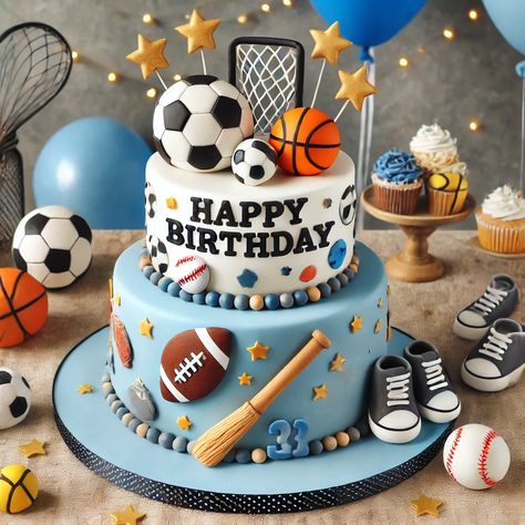 Images Of Cake Models For Birthday Boy 2 Santiago, Sports Ball Birthday Cake, Soccer Baseball Cake, All Sports Birthday Cake, All Star Birthday Cake, Sports Bday Cake, Sports Themed Birthday Cakes For Boys, Sports First Birthday Cake, Sport Theme Cake