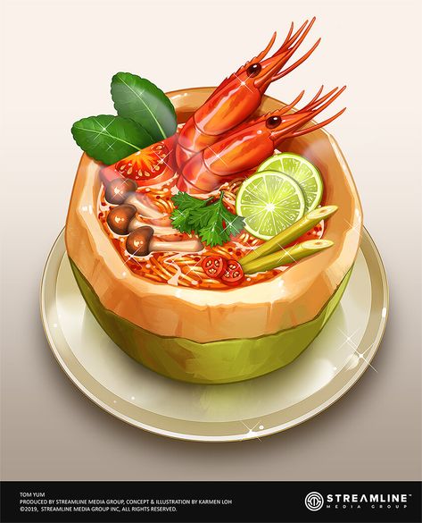 Tom Yum, Foodie Art, Food Artwork, Cute Food Art, Food Painting, Penguin Random House, Kawaii Food, Random House, Food Drawing