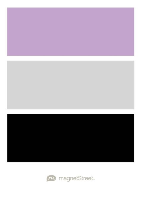 Lilac, Silver, and Black Wedding Color Palette - custom color palette created at MagnetStreet.com Purple Black Silver Color Palette, Black White Lavender Color Palette, Black And Lilac Room, Lavender Sage Black Wedding, Lavender Black Wedding, Violet And Black Wedding, Black And Lilac Aesthetic, Lavender And Black Color Palette, Lilac And Black Color Palette