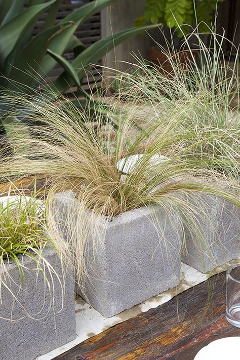 17 Awesome DIY Concrete Garden Projects | The Garden Glove Cinderblock Planter, Cinder Block Garden, Diy Concrete Planters, Cement Planters, Concrete Projects, Concrete Garden, Garden Containers, Diy Garden Projects, Concrete Planters