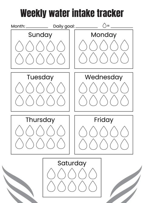 Weekly water tracker – B&W Daily Water Intake Chart, Weekly Water Tracker, Daily Water Tracker, Water Tracker Printable, Water Journal, Water Intake Tracker, Daily Routine Planner, Water Tracker, Daily Water