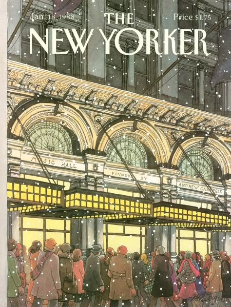 The New Yorker January 18, 1988 Issue | The New Yorker New Yorker Cover, The New Yorker Magazine, New Yorker Magazine, New Yorker Covers, Christmas Cover, Radio City Music Hall, Radio City, Cover Artwork, Vintage Poster Art