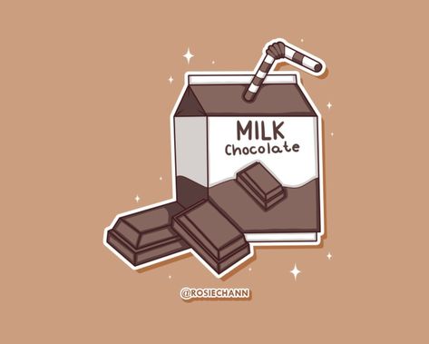 Chocolate Wallpaper Cute, Chocolate Milk Aesthetic, Chocolate Milk Carton, Milk Drawing, Chocolate Aesthetic, Box Illustration, Teen Wallpaper, Cute Chocolate, Aesthetic Cartoon