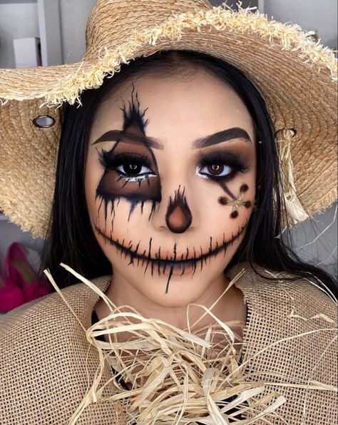 #halloween #makeup #ideas #instagram #inspiration #diy #1 #fashion #recipe #crochet #art NINEFROGS #my Pink Scarecrow Makeup, Scarecrow Halloween Makeup, Halloween Makeup For Kids, Diy Halloween Masks, Halloween Costumes Scarecrow, Halloween Makeup Clown, Scarecrow Makeup, Scarecrow Face, Holloween Makeup