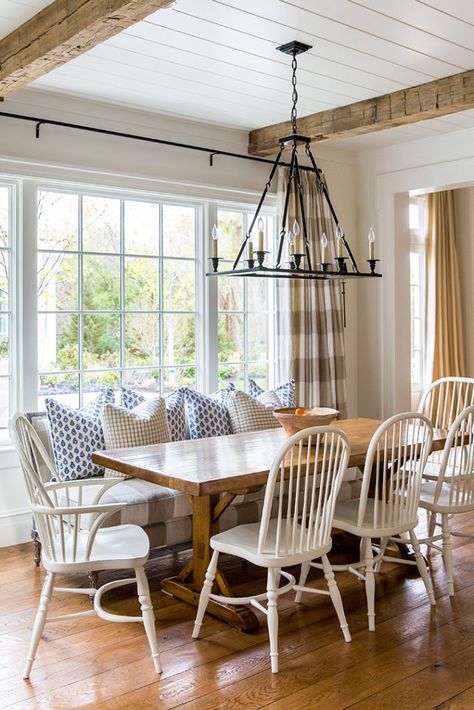 More to See: Time & Again Classic Dining Room Decor, White Kitchen Chairs, Utah Style, Windsor Dining Chairs, Windsor Chairs, Classic Dining Room, Painted Dining Chairs, Country Dining Rooms, American Interior