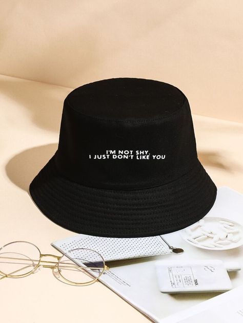 Free Returns ✓ Free Shipping On Orders $49+ ✓. Slogan Graphic Bucket Hat- Hats & Gloves at SHEIN. Tshirt Printing Business, Bucket Hat Design, Black Bucket Hat, Orange Hats, Bucket Cap, Purple Hats, Men Stylish Dress, Hat Ideas, Black Hot Pink