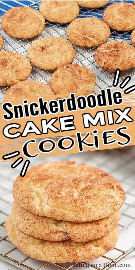 Easy Snickerdoodle Cookies, White Cake Mix Cookies, Easy Snickerdoodle Recipe, Snickerdoodle Cake, Snickerdoodle Cookies Easy, Gluten Free Cake Mixes, Homemade Ice Cream Sandwiches, Cake Box Cookies, Recipes Using Cake Mix