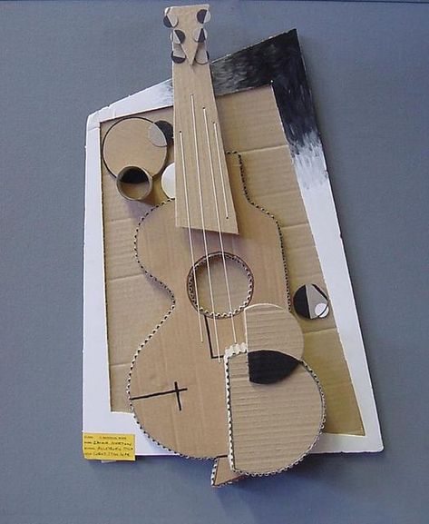 Cardboard Art Projects, Cardboard Guitar, Cubist Sculpture, Cardboard Art Sculpture, Geometric Shapes Drawing, Dolphin Painting, Sculpture Art Projects, Middle School Art Projects, Wal Art