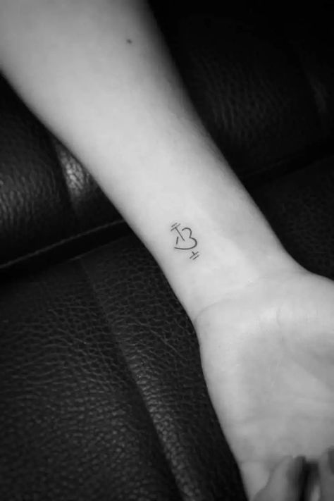 Small Fitness Tattoo, Gym Matching Tattoos, Gym Small Tattoo, Gym Tattoo Ideas For Woman, Small Barbell Tattoo, Fitness Inspired Tattoos, Tattoo Fitness Women, Small Dumbbell Tattoo, Weight Tattoo Fitness