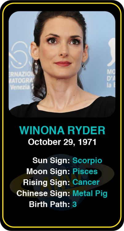 Celeb #Scorpio birthdays: Winona Ryder's astrology info! Sign up here to see more: https://www.astroconnects.com/galleries/celeb-birthday-gallery/scorpio?start=30  #astrology #horoscope #zodiac #birthchart #natalchart #winonaryder Famous Scorpios Celebrity, Celeb Birthday, Famous Scorpios, Libra And Sagittarius, Aries And Pisces, Celebrity Birthdays, Scorpio Zodiac Facts, Astrological Signs, Scorpio Woman