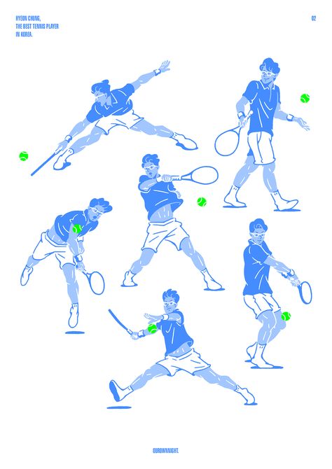 The best tennis player in Korea. on Behance Tennis Pose Reference, Tennis Illustration Art, Tennis Poses Reference, Tennis Sketch, Tennis Tattoo, Tennis Pose, Tennis Poses, Tennis Illustration, Tennis Drawing