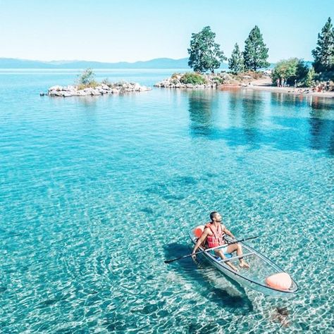 Clearly Tahoe is a kayak tour and rental company that uses completely transparent kayaks to explore the jaw-dropping waters of Lake Tahoe. The clear kayaks are the only way to truly appreciate just how beautiful the lake is. Lake Tahoe Trip, Tahoe Trip, Kayak Camping, Kayak Adventures, Kayak Tours, Dream Travel Destinations, Rental Company, Kayaks, Vacation Places