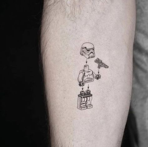 Top Small Men's Tattoos 2024: Unique & Meaningful Designs Line Star Wars Tattoo, Minimalist Guy Tattoo, Lego Star Wars Tattoo Ideas, Small Starwars Tattoos For Men, Simplistic Star Wars Tattoo, Starwars Lego Tattoo, Start Wars Tattoo, Funny Star Wars Tattoo, Abstract Star Wars Tattoo