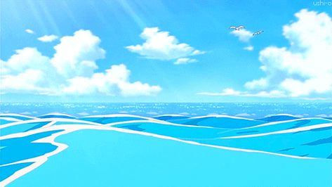 Tsuritama GIF - Find & Share on GIPHY Ocean Pixel Gif, Anime Ocean Gif, Ocean Banner Gif, Ocean Illustration Waves, Ocean Animation, One Piece Ocean, Water Banner, Anime Sea, Sea Gif