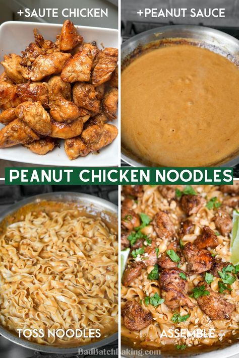 Thai Peanut Chicken Noodles Peanut Noodles Healthy, Chicken And Peanut Noodles, Peanut Noodles Recipe Chicken, Thai Peanut Sauce Noodles And Chicken, Asian Chicken Recipes With Noodles, Healthy Peanut Chicken, Spicy Thai Peanut Noodles, Peanut Sauce Noodles Chicken, Thai Chicken And Noodles