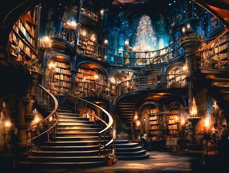 Fantasy Castle Library, Magical Library Aesthetic, Magic Classroom Fantasy Art, Fantasy Schools Of Magic, Mythical Library, Magical School Aesthetic, Fantasy Magic Shop, Fantasy Library Art, Magical World Aesthetic