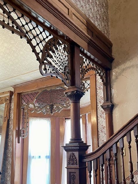 Victorian Interiors, Victorian Fretwork, Franklin Indiana, Victorian Style House, Castle Home, Antique House, Art Nouveau Architecture, Dolls House Interiors, Art And Craft Design