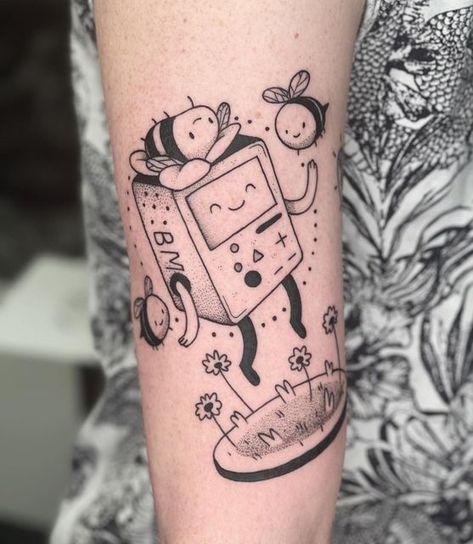 Bmo Tattoo, Henna Ink, Portland Tattoo, Adventure Time Tattoo, Punk Tattoo, Cool Arm Tattoos, Punks Not Dead, Doodle Tattoo, Tattoo Design Book