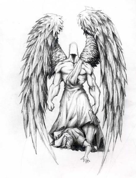 Angel Tattoo Designs | The Body is a Canvas Angel Back Tattoo, Guardian Angel Tattoo Designs, Archangel Michael Tattoo, Guardian Angel Tattoo, Archangel Tattoo, Cross Tattoos, Drawing Hands, Men Tattoos, Warrior Tattoos