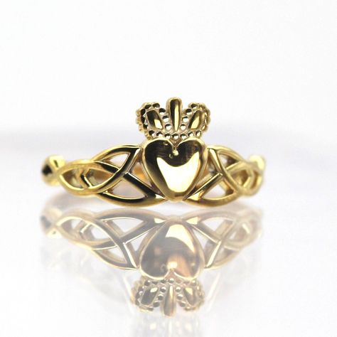 14k Gold Claddagh Ring / Valentine Gifts / Love Ring for Her / - Etsy Gold Claddagh Ring, Irish Ring Claddagh, Irish Claddagh, Claddagh Ring, Designer Rings, Hammered Ring, Claddagh Rings, Fine Jewelry Designers, Color Ring