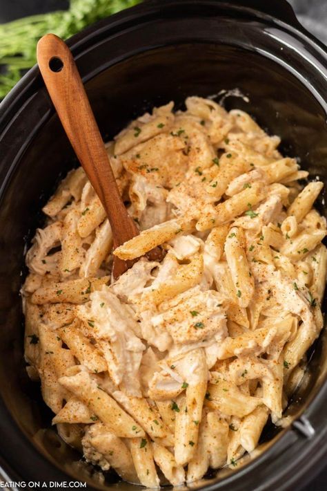 Crock Pot Cajun Chicken Pasta Recipe is creamy and delicious with a little bit of heat. The Cajun flavor jazzes up this chicken dish for a great meal. Quick Crockpot Recipes Chicken, One Dish Oven Meals Dinners, Cold Entrees Dinners, Crock Pot Meals For Picky Eaters, Cockpit Chicken Recipes, Crock Pot Cajun Chicken, Crock Pot Cajun, Cajun Chicken Alfredo Pasta, Cajun Chicken Pasta Recipe