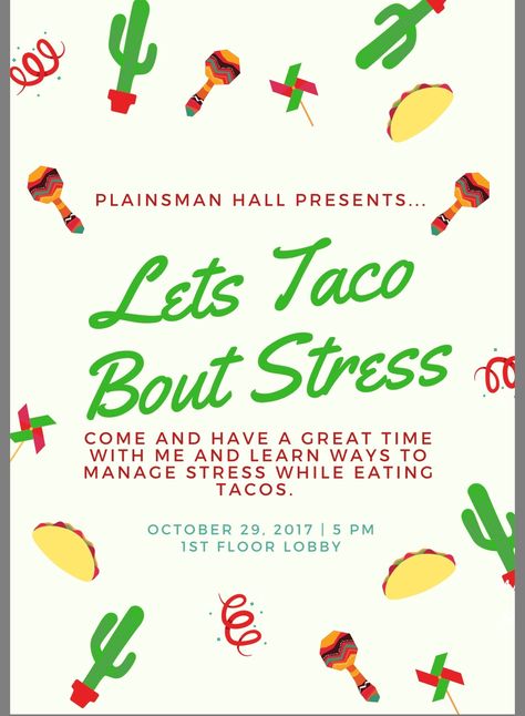 Plainsman Hall 1st wellness event #residentassistant Work Events Ideas, College Club Activities Ideas Student, Social Events Ideas College, College Dorm Events Ideas, Resident Halloween Events, Wellness Activities For College Students, Philanthropy Events Ideas, College Sga Events, Resident Hall Events