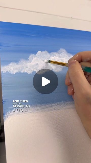 Easy Way To Paint Clouds, Drawing To Do On Canvas, Sea And Clouds Painting, How To Sketch On Canvas, How To Paint Clouds On Canvas, How To Paint A Sky With Clouds, Step By Step Cloud Painting, How To Cloud Painting, Clouds Easy Painting