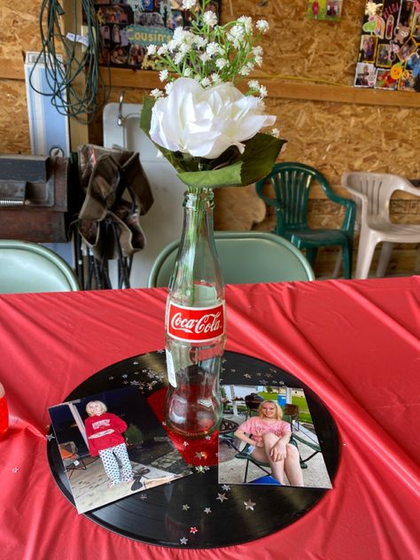 Soda Bottle Centerpieces, Modelo Bottle Centerpieces, Bottle Table Decorations, Glass Coke Bottle Centerpieces, Vintage Soda Bottles Decor, Custom Coke Bottles, Coke Can, Bottle Centerpieces, Table Decorating