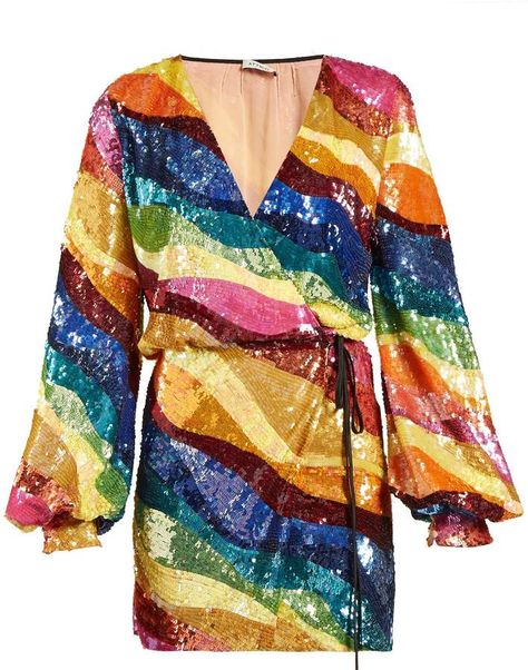 LOVE this ATTICO Rainbow-striped sequin dress!  #70s #disco #rainbow #glitter #unicorn Multi Color Sequin Dress, Rainbow Sequin Dress, Rainbow Dresses, Cl Fashion, Dresses Sequin, Dress Sequin, Rainbow Dress, Sequin Cocktail Dress, Kpop Fashion Outfits