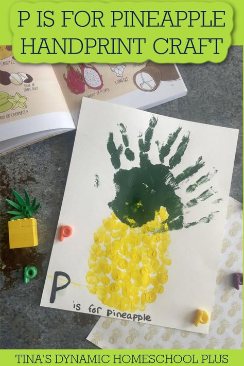 P Is For Pineapple Craft | How To Make A Fun Handprint Pineapple. Today's P is for pineapple craft is a fantastic simple idea for summer that can double as home decor to give your space a tropical fun vibe. Also, I have more alphabet letter fun on my page How to Homeschool Preschool. Besides, handprint crafts are a wonderful way to preserve those tiny hands. Pineapples belong to the family Bromeliaceae, the only edible fruit of its kind. Their scientific name is Ananas comosus. Handprint Pineapple, P Is For Pineapple, Pineapple Craft, Parent Room, Pineapple Crafts, Idea For Summer, How To Homeschool, T Craft, Toddler Homeschool