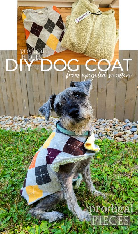 Diy Dog Coat, Sewing Refashion, Diy Dog Sweater, Dog Clothes Patterns Sewing, Large Dog Sweaters, Dog Coat Pattern, Dog Sewing Patterns, Dogs Diy Projects, Upcycled Sweaters