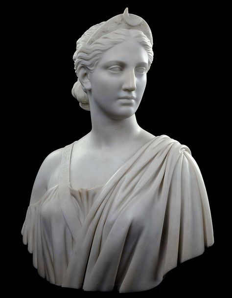 Hiram Powers (Woodstock, Vermont 1805 - Florence, Italy 1873) Diana (1853) Washington D. C. (Smithsonian American Art Museum) Kali Images, Drawing Basics, Flash Ideas, Marble Bust, Jesus Statue, Maa Kali, Human Sculpture, Classic Sculpture, Antique Sculpture