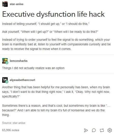 Executive dysfunction life hack Executive Dysfunction, Info Board, Life Hack, Mental And Emotional Health, New Energy, Useful Life Hacks, Life Advice, Health Awareness, Mental Health Awareness