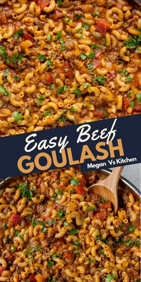 This Easy Ground Beef goulash is a 40 minute one-pot meal with ground beef, macaroni noodles, and cheese. It’s easy and probably the ultimate comfort food. Meal With Ground Beef, Ground Beef Goulash, Best Goulash Recipes, Cheese Its, Beef Macaroni, Macaroni Noodles, American Goulash, Beef Goulash, Easy Ground Beef