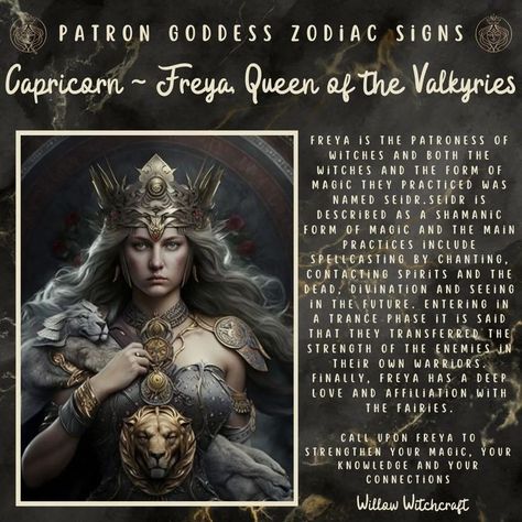 Saturn Correspondences, Capricorn Witch, Rising Aries, Capricorn Goddess, Goddess Freya, All About Capricorn, Zodiac Aesthetic, Freya Goddess, The Valkyries