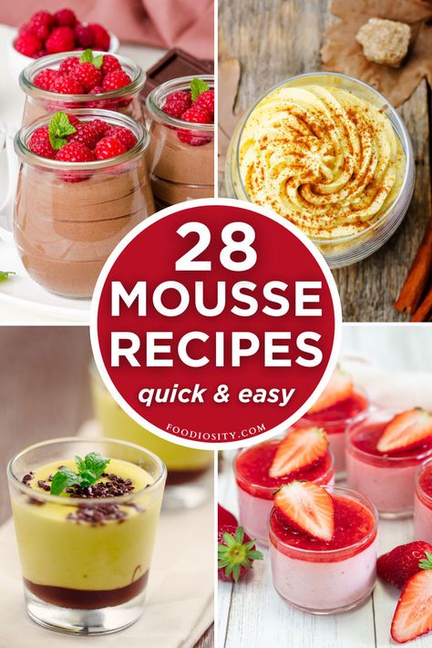 Dive into the world of mousse with our selection of 28 easy recipes, perfect for any occasion. Featuring a mix of classic and creative flavors, including rich coffee, sweet strawberry, and exotic mango, these light and creamy desserts are sure to delight. Whether you're looking for an elegant finale to a dinner party or a simple sweet treat, these mousse recipes offer a delectable solution. Tap to discover how to whip up these smooth, airy delights in no time. Strawberry Moose Desserts, Elegant Simple Desserts, Easy Dessert That Looks Fancy, Mint Mousse Recipes, Layered Mousse Desserts, Mousse Plating Ideas, Mini Mousse Desserts, Light And Airy Desserts, Easy Mouse Recipes