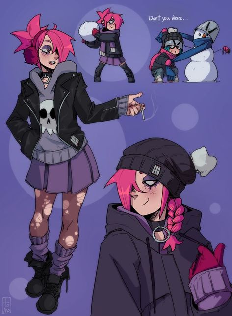 Winter Oc, Punk Character Art, Punk Character Design, Punk Character, Edgy Kid, Instagram Illustration, Cartoon As Anime, Winter Snowman, Game Character Design