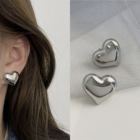 Silver heart earrings