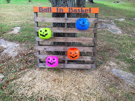 Ball In Basket Carnival Game, Fall Festival Halloween Party, Fall Game Booth Ideas, Fall Festival Dinner Ideas, Fall Festival Games Prek, School Harvest Festival Games, Harvest Festival Ideas For Preschool, Old School Fall Festival Games, Outside Fall Festival Decorations