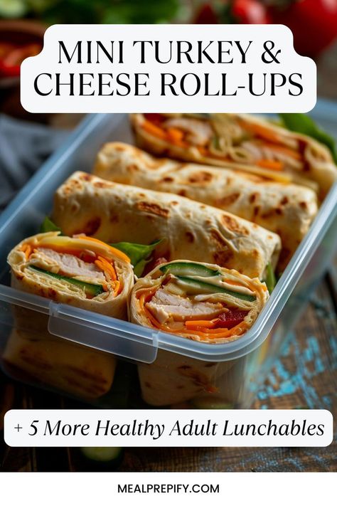 Mini turkey and cheese roll-ups paired with veggies, perfect for Healthy Adult Lunchables on the go. Healthy Adult Lunchables, Lunch Recipes For Work, Recipes For Work, Adult Lunchables, Adult Snacks, Meal Prep Lunch, Prep Lunch, Work Lunches, Turkey Cheese