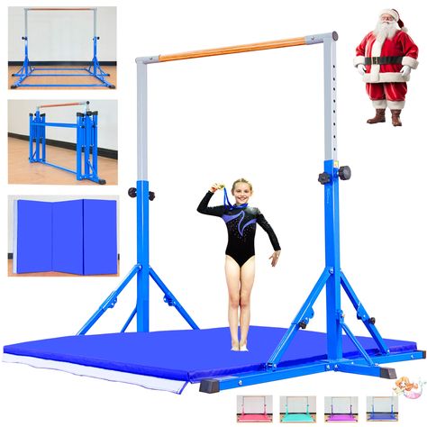 PRICES MAY VARY. It Is One Professional Grade Gymnastics Bar: This foldable gymnastic bar with mat is one professional grade kip bar for kids and teenage between 3 to 20 years old, weight capacity is up to 350 lbs Fold Design Make It Portable: This kip bar is foldable, when you do not use it, you can fold it and put it against wall or anywhere you hope, save space. And you can move it easily from one place to another place, such as from one room to another room Idea Size For Kids Home And Club U Home Gymnastics Room For Kids, Gymnastics Uniforms, Gymnastics Bars, 15th Birthday Gift Ideas, Grandma House, Triangle Structure, Gymnastics Room, Gymnastics Equipment, Bday List