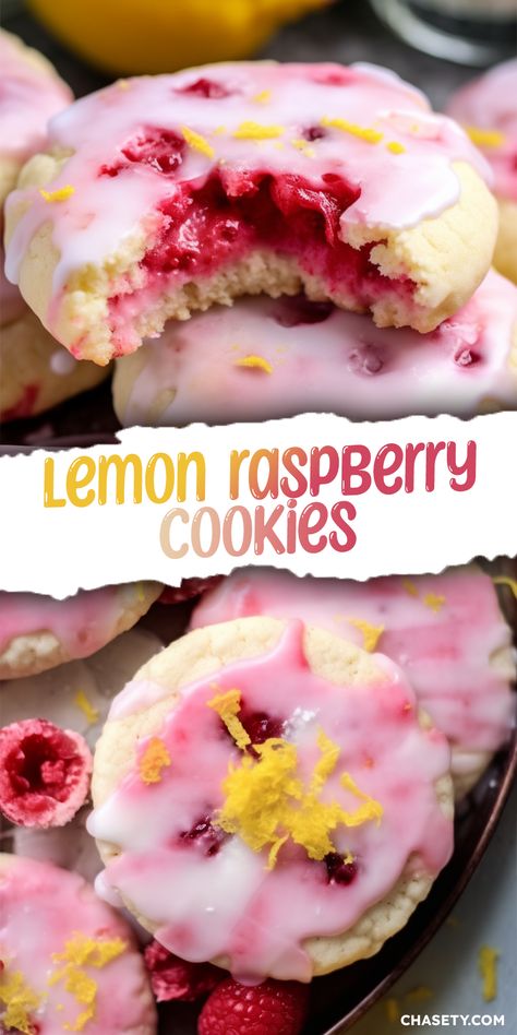 Lemon Raspberry Cookies [35 Minutes] - Chasety Lemon Raspberry Cookies, Raspberry Glaze, Lunch At Home, Raspberry Cookies, Easy Lunch Ideas, Raspberry Recipes, Sweet Treats Recipes, Lemon Raspberry, Sweet Snacks Recipes