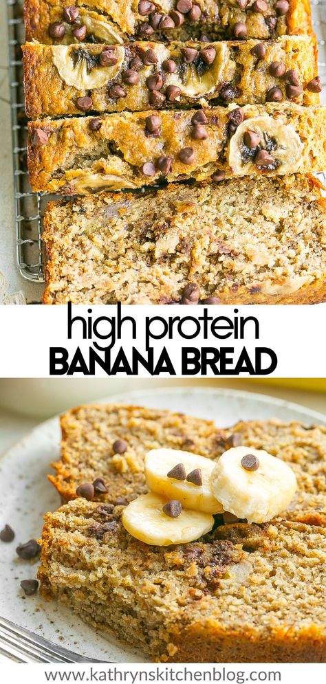 High Protein Banana Bread, Banana Bread With Chocolate Chips, Healthy Banana Recipes, Banana Bread With Chocolate, Bread With Chocolate Chips, Protein Banana Bread, Ripe Banana Recipe, Bread With Chocolate, Protein Baking