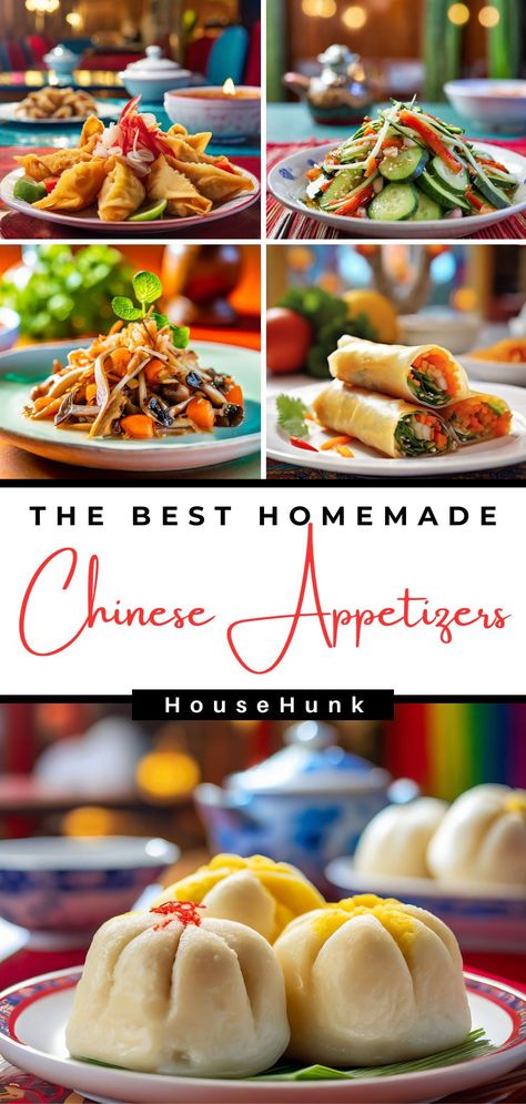 Elevate your appetizer game with our collection of 17 mouthwatering Chinese recipes. From homemade spring rolls to flavorful chicken wings, there's something to satisfy every craving. These dishes are simple to make with common ingredients, ensuring a delightful experience for your guests. Grab your chopsticks and get ready to impress! Chinese Appetizer Recipes, Chinese Appetizers For Party, Homemade Spring Rolls, Chinese Appetizers, Asian Appetizers, Pancake Bites, Tofu Salad, Mushroom Salad, Fusion Restaurant