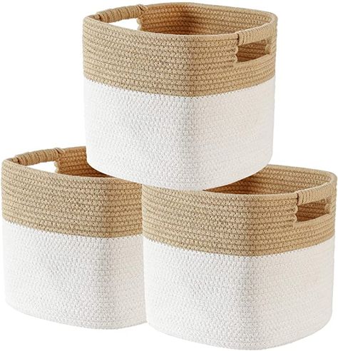 Cute Storage Baskets, Baskets For Decor, Dorm Room Color Schemes, Dorm Room Colors, Cube Storage Baskets, Rope Storage Basket, Cotton Basket, Rope Storage, Clothes Toys