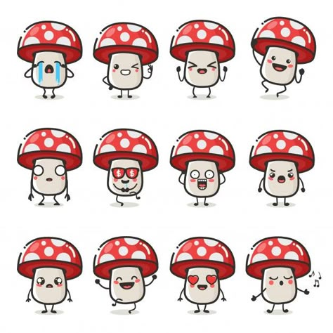 Set of cute mushroom character in differ... | Premium Vector #Freepik #vector #food #character #cartoon #fruit Mushroom Puppet, Cartoon Mushroom Drawing, Draw A Fly, Cute Mushroom Doodle, Cute Mushroom Character, Cute Mushroom Art, Mushroom Characters, Mushroom Cartoon, Mushroom Character