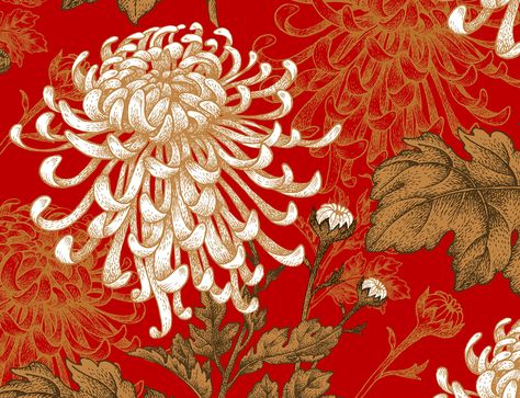 Japanese wallpaper, floral wallpaper, botanical wallpaper, asian wallpaper, japanese, flowers, chinoiserie, red wallpaper, retro wallpaper Red Chinoiserie Wallpaper, Red Chinoiserie, Asian Wallpaper, Japanese Wallpaper, Banana Leaf Print, Chinoiserie Decorating, Chinoiserie Wallpaper, Botanical Wallpaper, Japanese Flowers