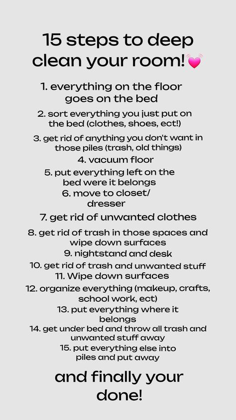 How To Clean Out Your Room, Cleaning Ur Room, Tips To Clean Your Room, Clean Ur Room, How To Clean Your Room, How To Deep Clean Your Room, How To Clean Room, Week Routine, Deep Cleaning House Checklist